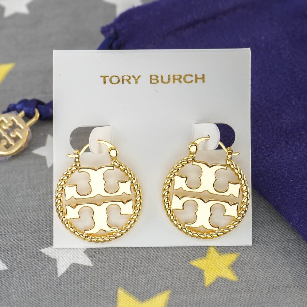 Tory Burch Rope Miller Small Hoop Earrings in Gold (Brand New with Dust Bag)